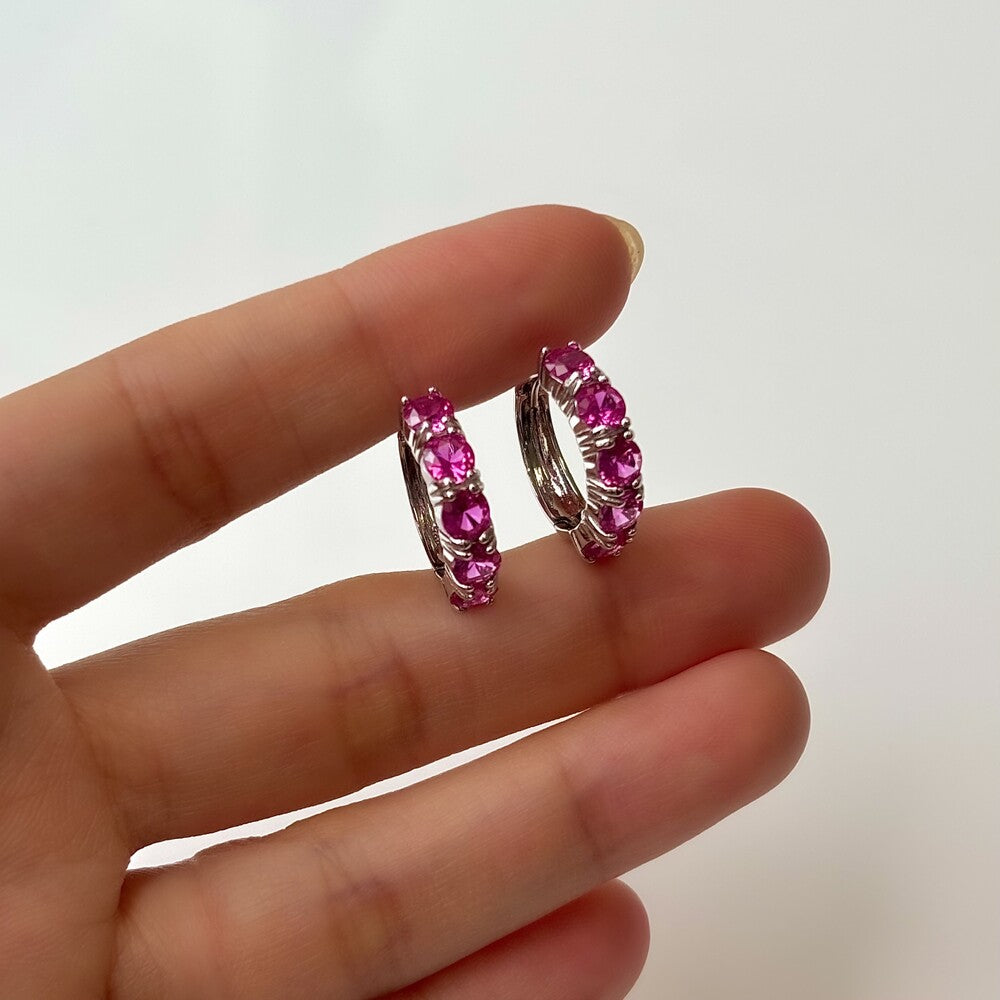 Brinco argola Amélie zircônias turmalina pink prata 925 - foto 3
