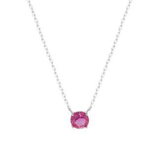 Colar ponto de luz zircônia turmalina pink prata 925 (6mm)