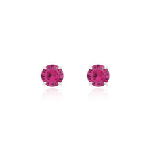 Brinco redondo zircônia turmalina pink prata 925 (8mm)