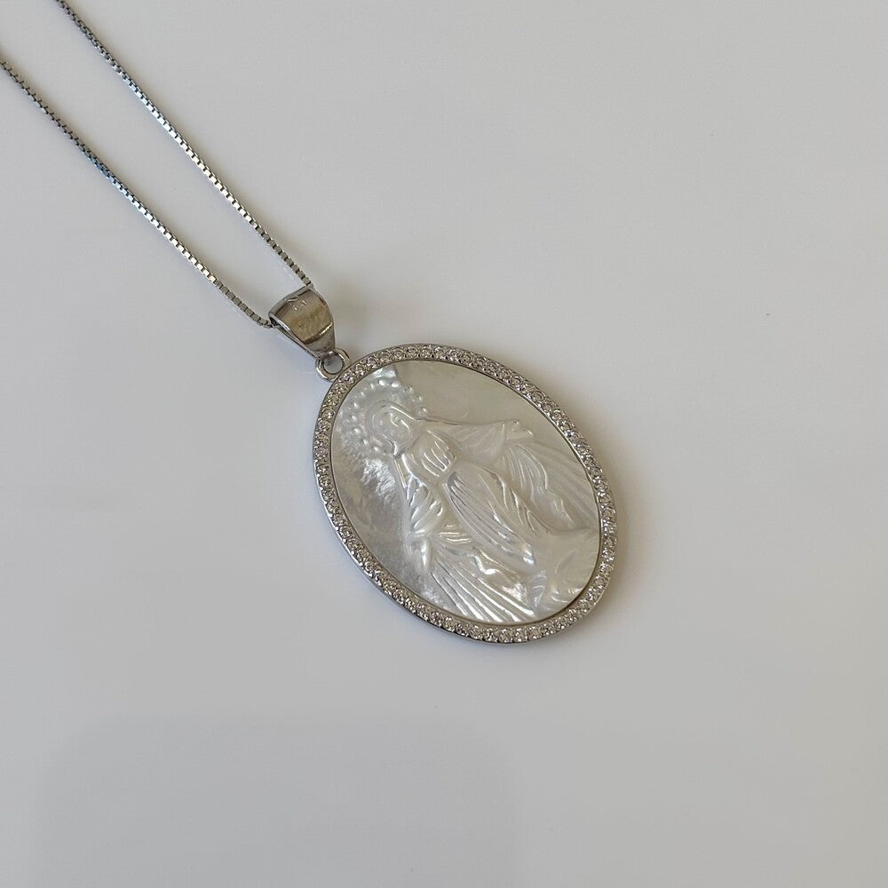 Colar Nossa Senhora das Graças madrepérola prata 925 - foto 3