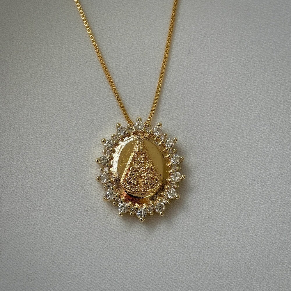 Colar Nossa Senhora Aparecida cravejado ouro - foto 4