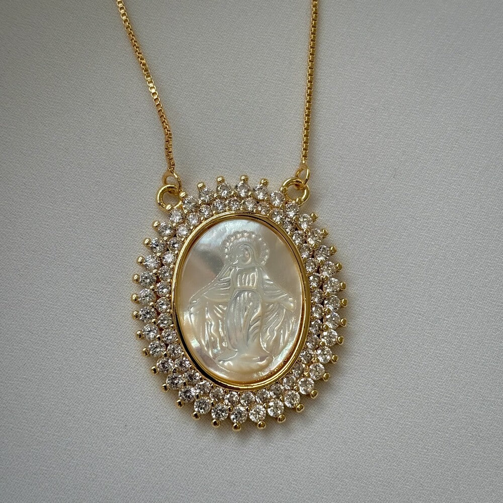 Colar Nossa Senhora das Graças cravejado ouro - foto 4