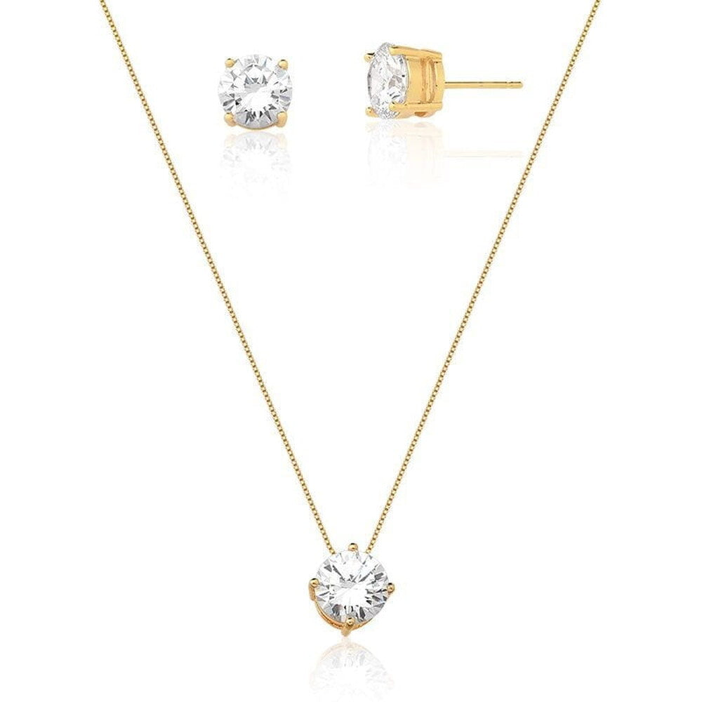 Conjunto ponto luz zircônia branca ouro (8mm)