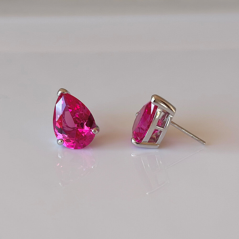 Brinco Luma gota zircônia turmalina pink prata 925 - foto 3