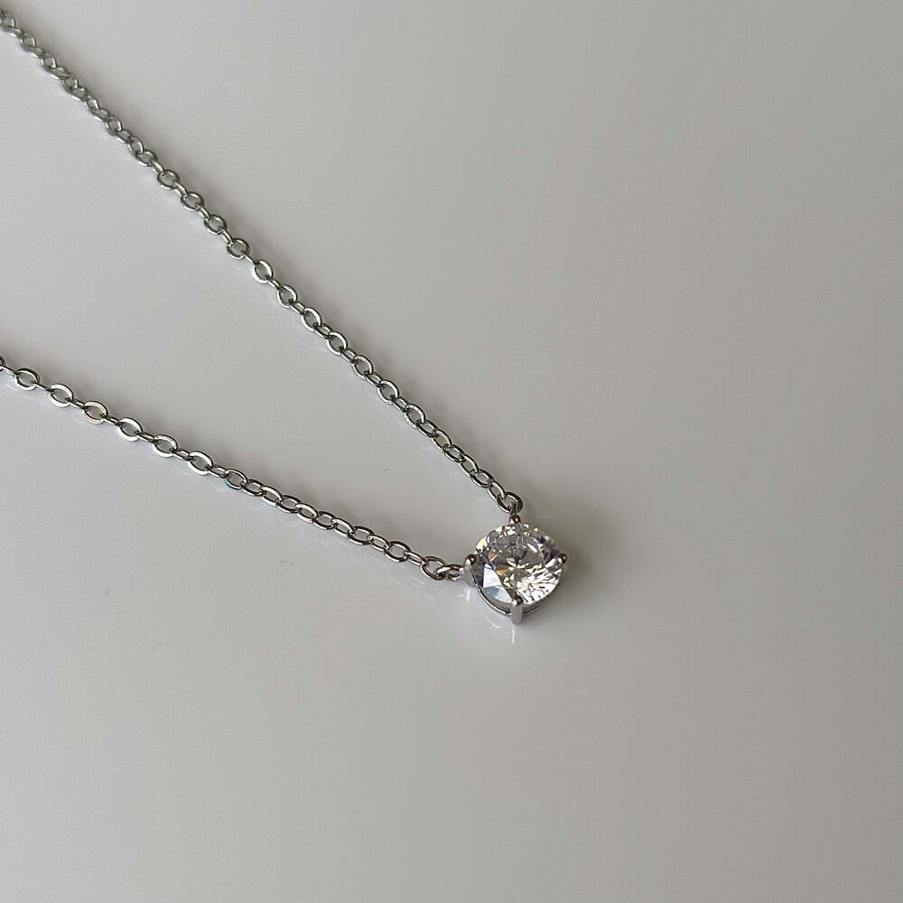 Colar ponto de luz zircônia branca ródio branco (6mm) - foto 2