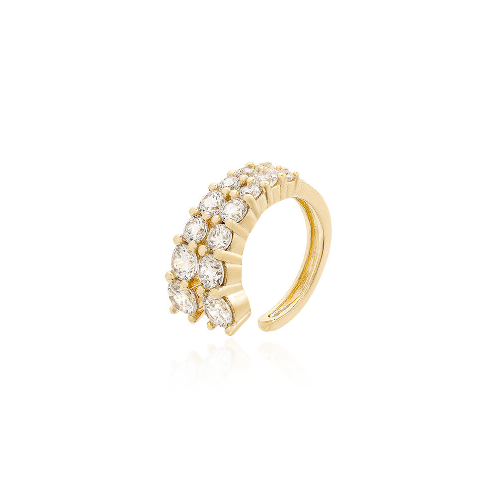 Piercing fake Laís zircônias brancas prata 925 banho ouro