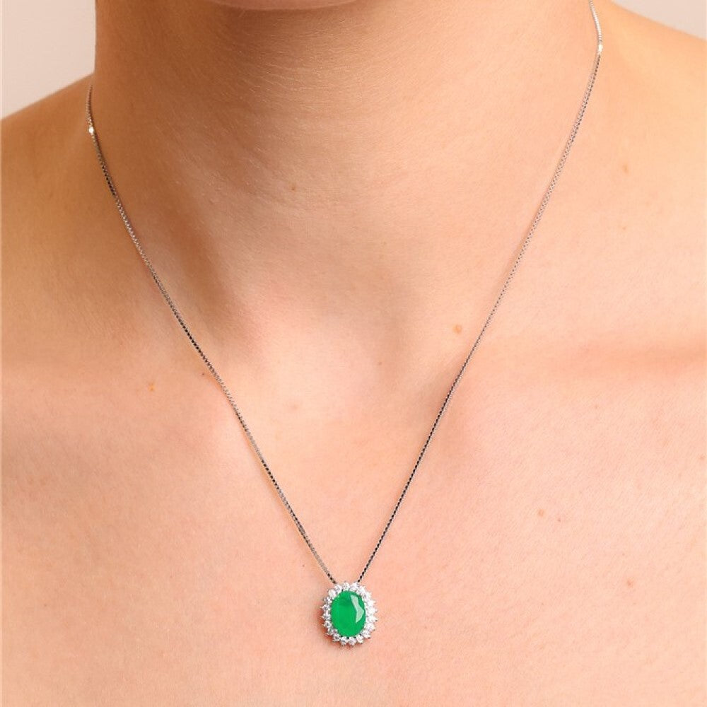 Conjunto Intense oval esmeralda fusion prata 925