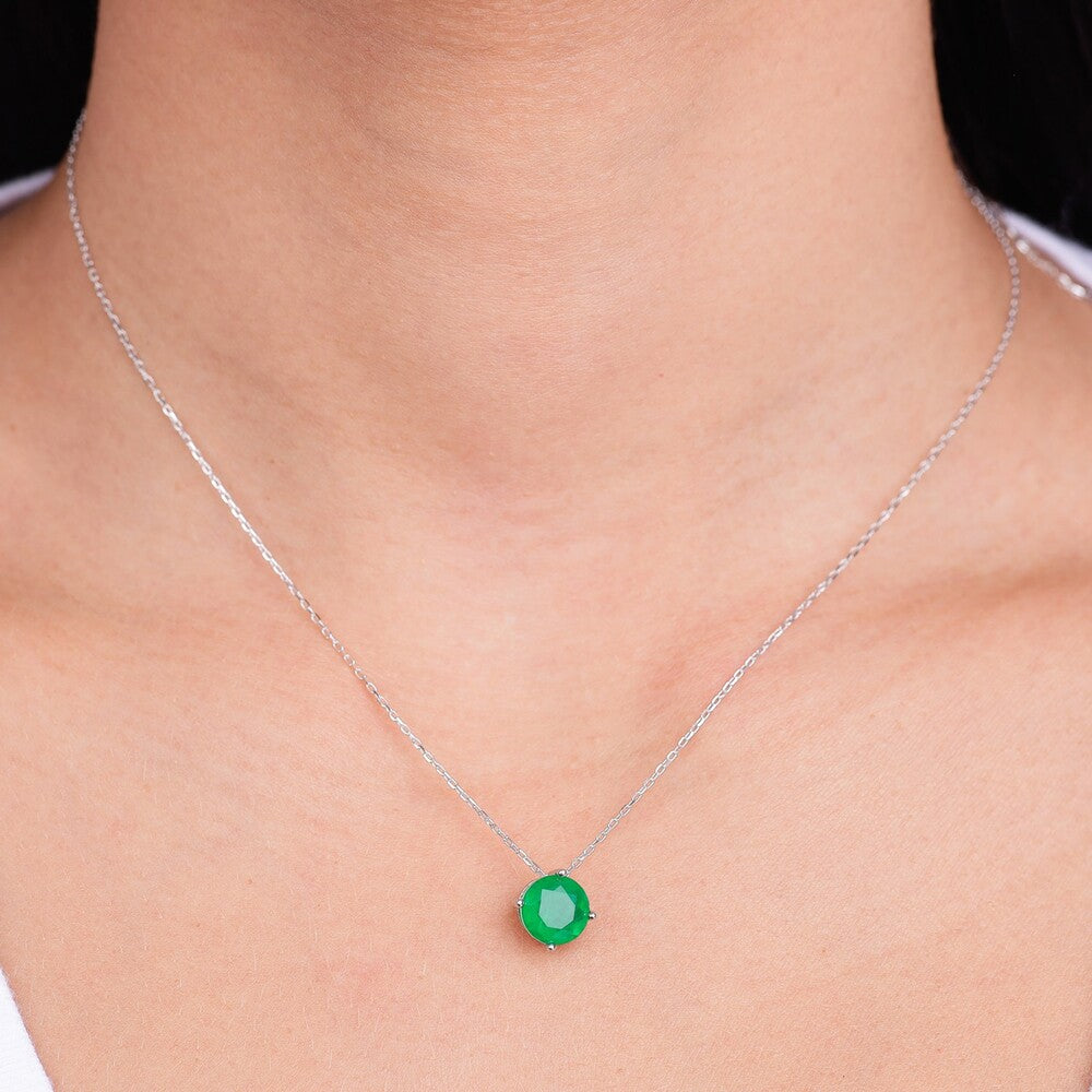 Colar ponto de luz esmeralda fusion prata 925 (8mm) - foto 2