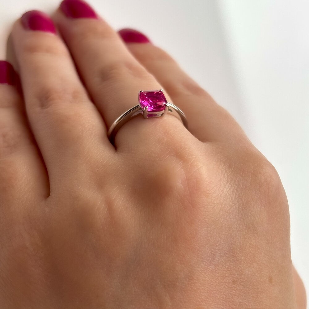 Anel mini Tess zircônia turmalina pink prata 925 - foto 3