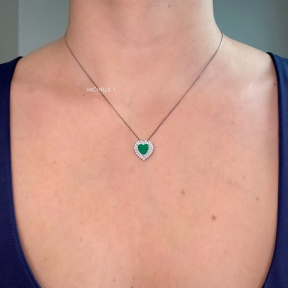 Conjunto Sally coração esmeralda fusion prata 925