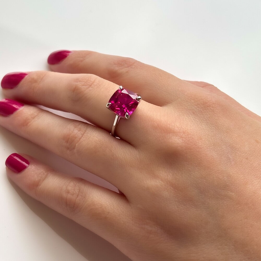 Conjunto Tess zircônia turmalina pink prata 925