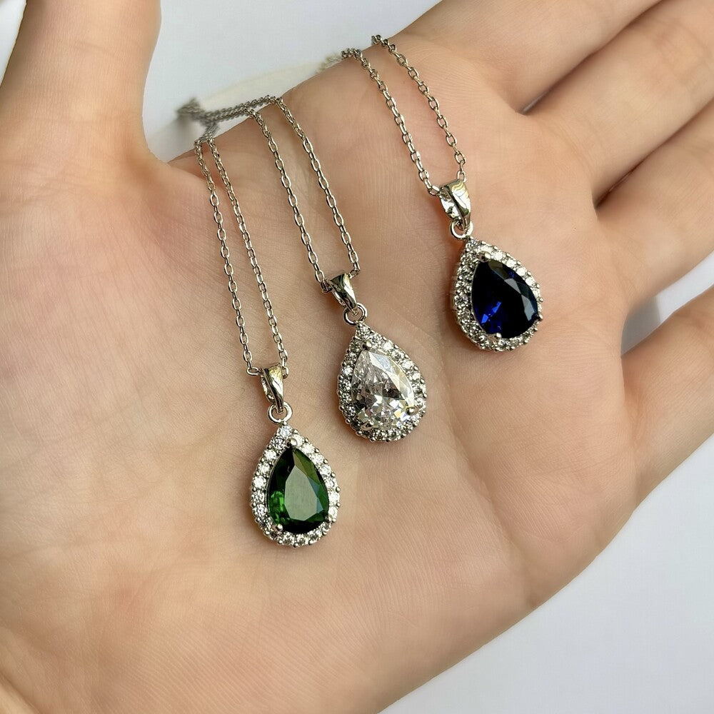 Colar gota Maitê zircônia esmeralda ródio branco - foto 3