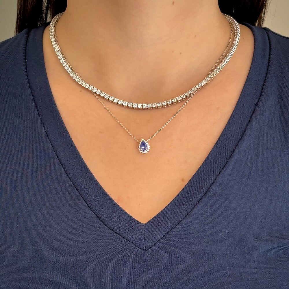 Colar Zoey gota zircônia tanzanita prata 925 - foto 4