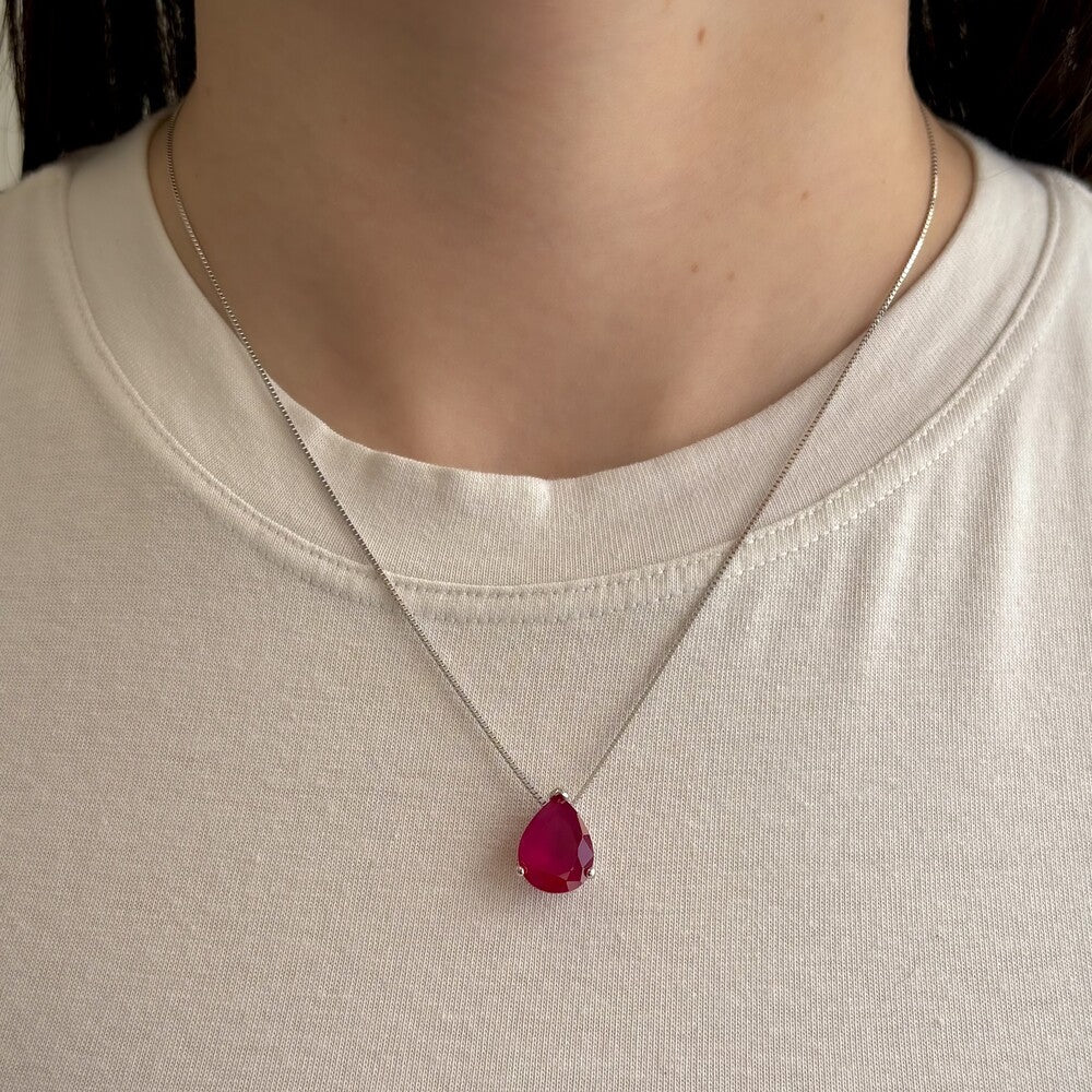 Colar Luma gota rubi fusion prata 925