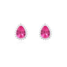 Brinco Lola gota zircônia turmalina pink prata 925