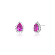 Brinco Zoey gota zircônia turmalina pink prata 925