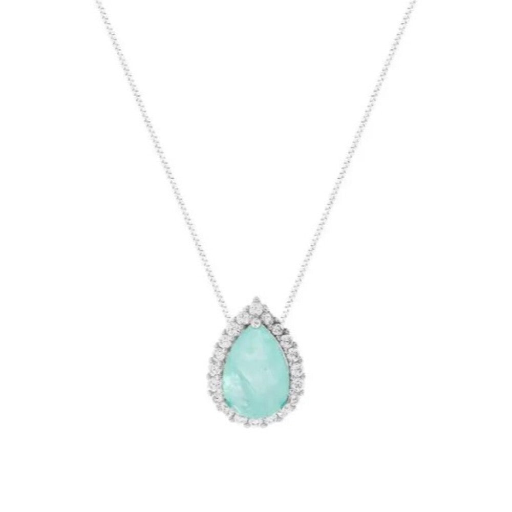 Colar gota Betina esmeralda colombiana fusion prata 925