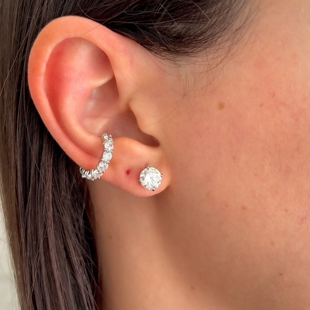 Brinco solitário ponto de luz Moissanite 1.0ct prata 925 (6.5mm) - foto 2