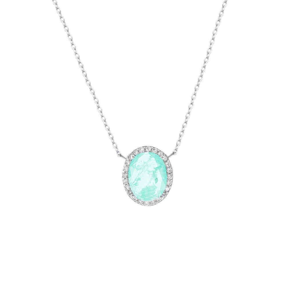Colar Ellie oval esmeralda colombiana fusion prata 925