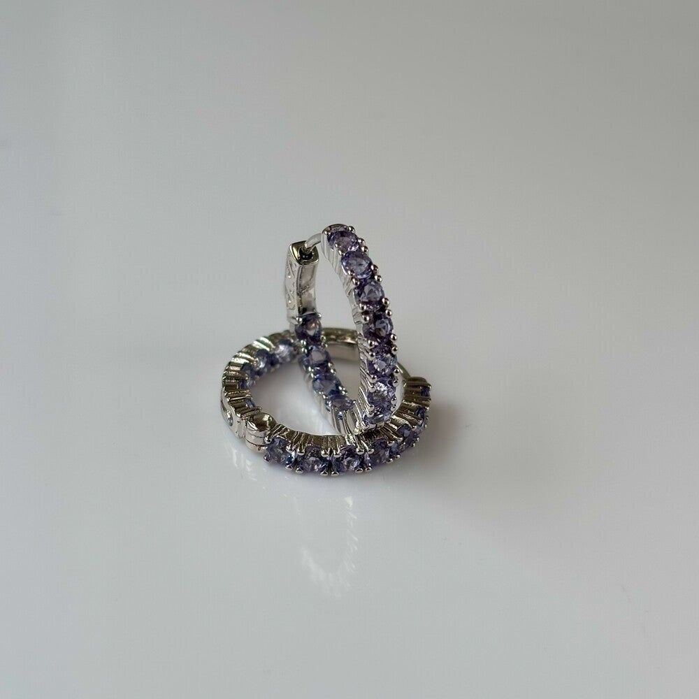Brinco argola Mila zircônias tanzanita ródio branco - foto 4