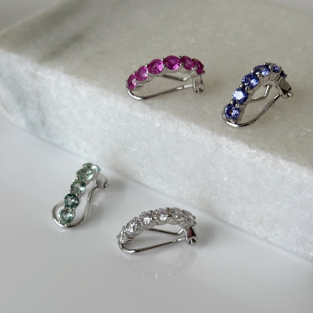 Piercing fake Sky zircônias água marinha prata 925