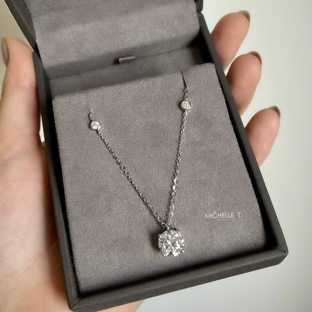 Colar ponto de luz moissanite 2.0ct prata 925 (8.0mm) - foto 3