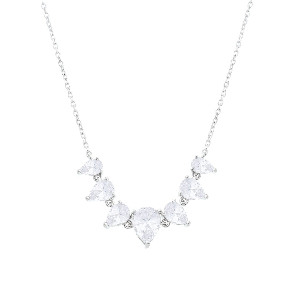 Colar Layla gotas zircônia branca prata 925