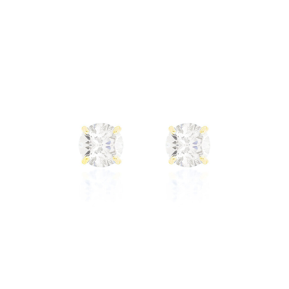 Brinco redondo zircônia branca prata 925 banho ouro (8mm)