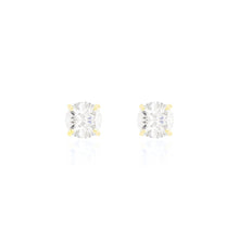 Brinco redondo zircônia branca prata 925 banho ouro (8mm)