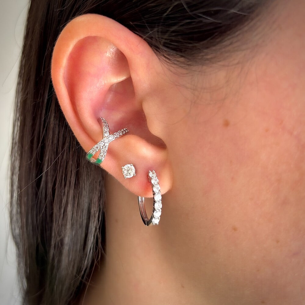 Piercing fake Eliza cravejado ródio branco - foto 2