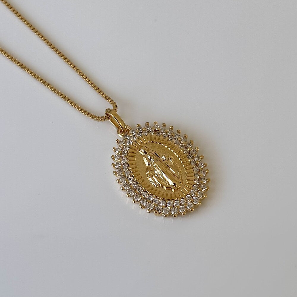 Colar Nossa Senhora das Graças cravejado ouro - foto 3
