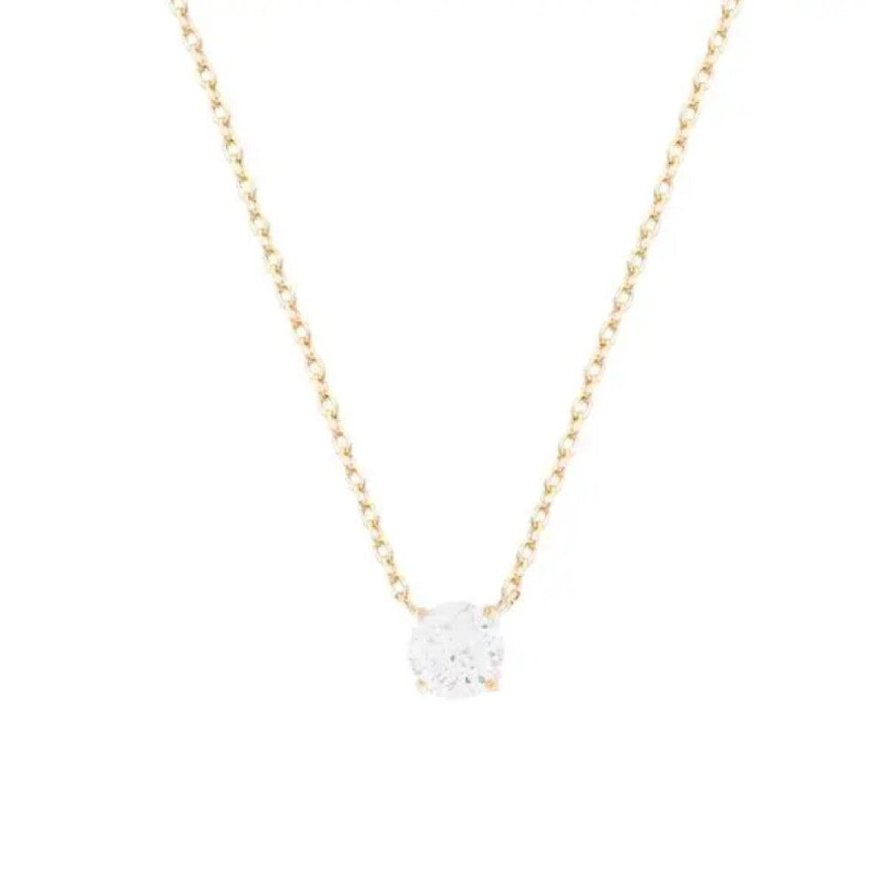 Colar ponto de luz zircônia branca ouro (6mm)