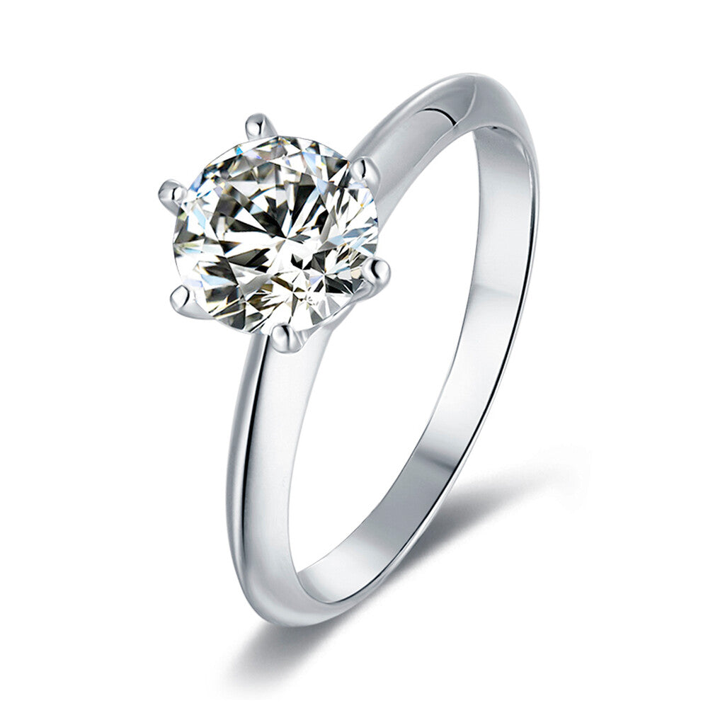 Anel solitário moissanite 1.0ct prata 925 (6.5mm)