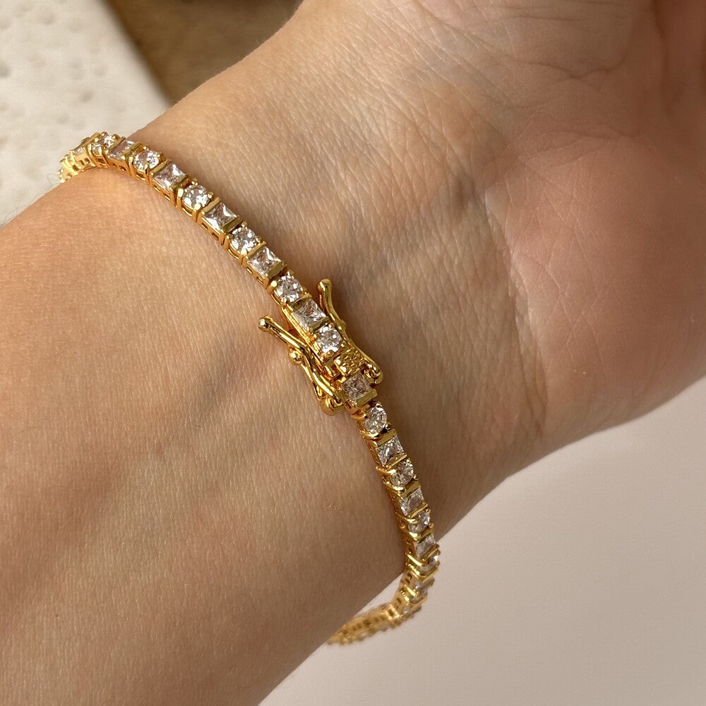 Pulseira riviera Carina zircônias brancas ouro - foto 3