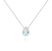 Colar Fran gota zircônia água marinha ródio branco