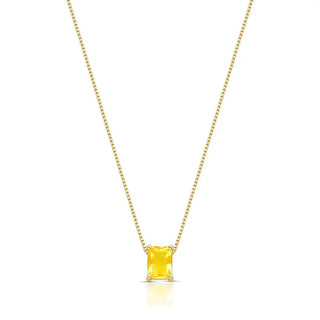 Colar Focus retângulo zircônia fancy yellow ouro
