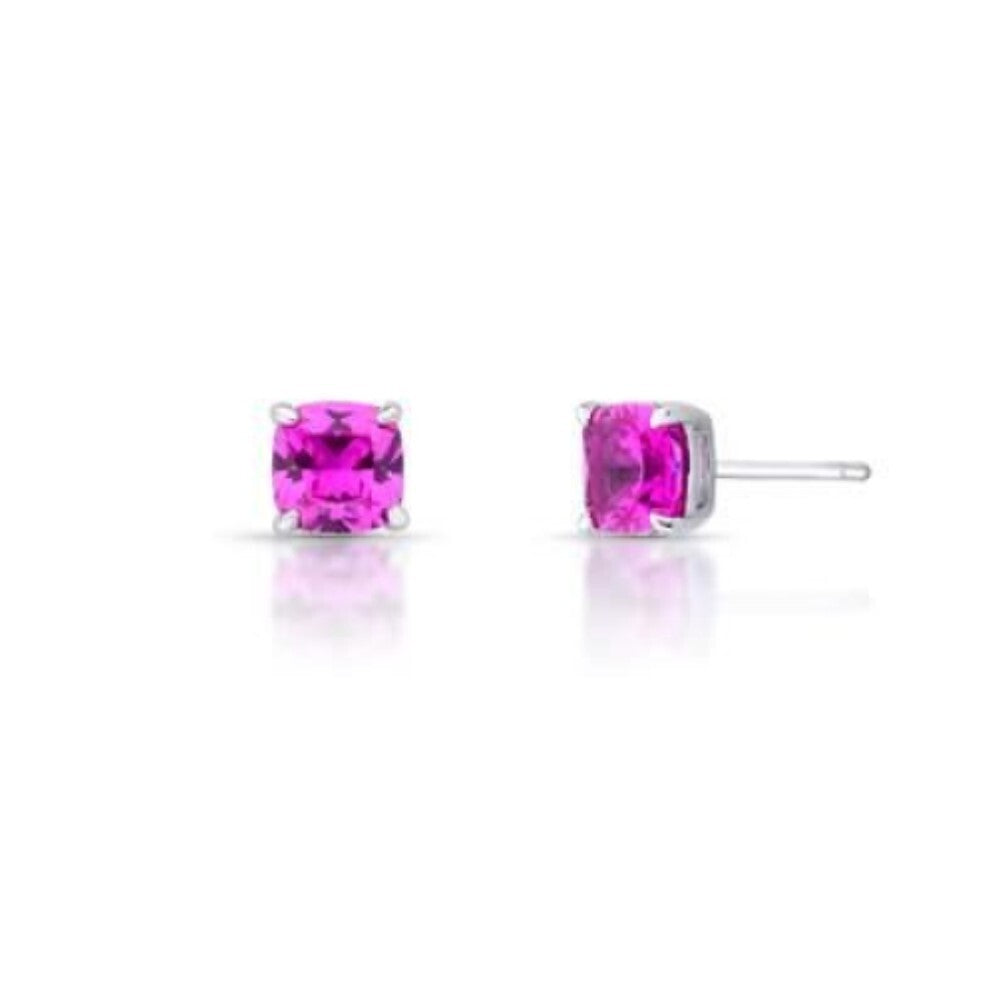 Brinco Tess zircônia turmalina pink prata 925 (6mm)