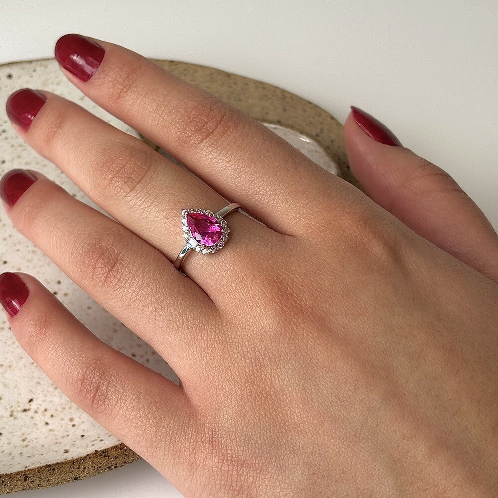 Anel Thay gota zircônia turmalina pink prata 925 - foto 2