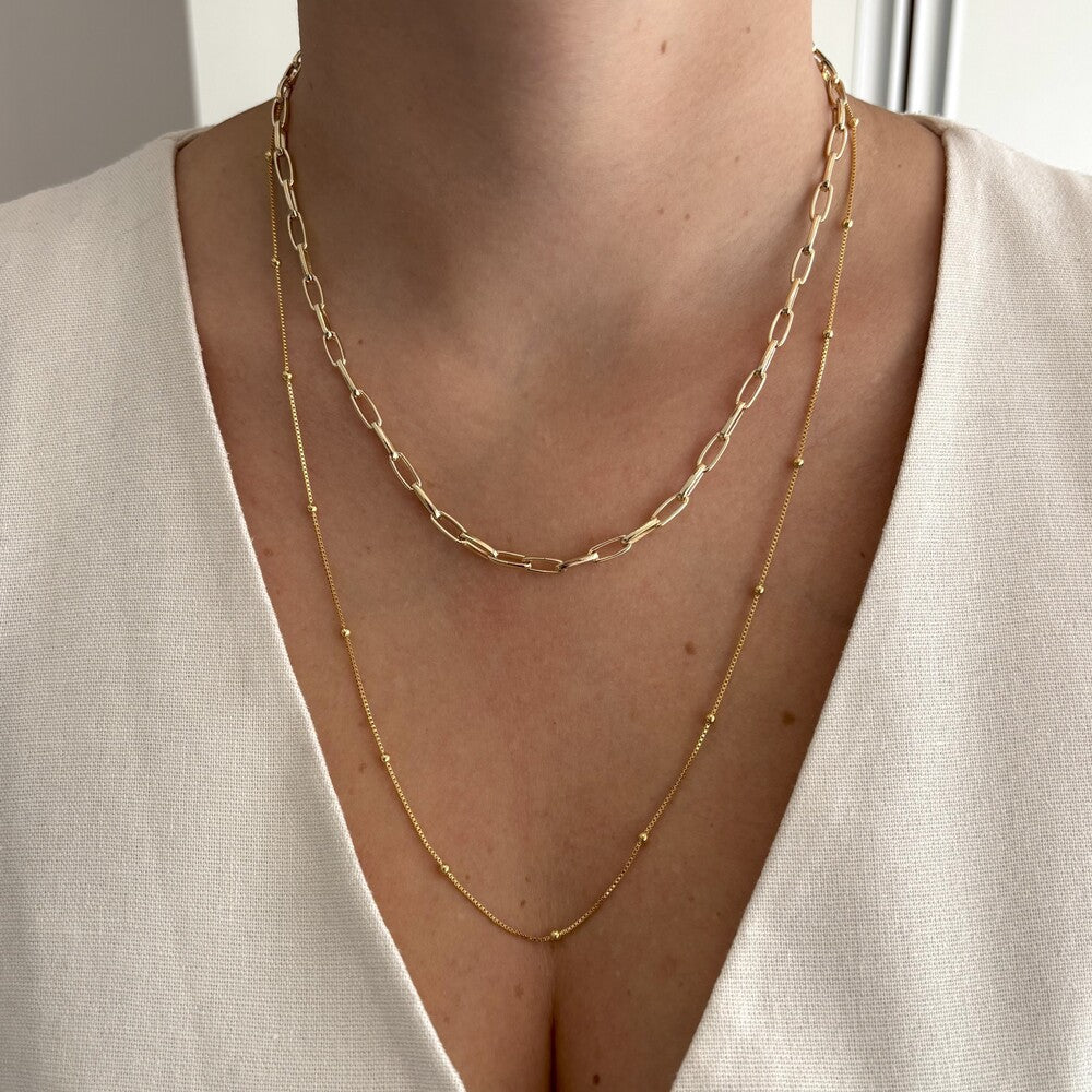 Conjunto Colar Evie elos + Colar Vicky ouro