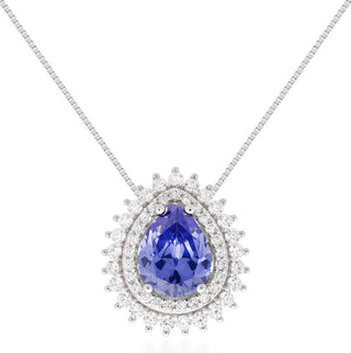 Colar gota Holly zircônia tanzanita prata 925