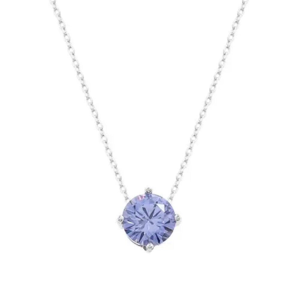 Colar ponto de luz zircônia tanzanita ródio branco (8mm)