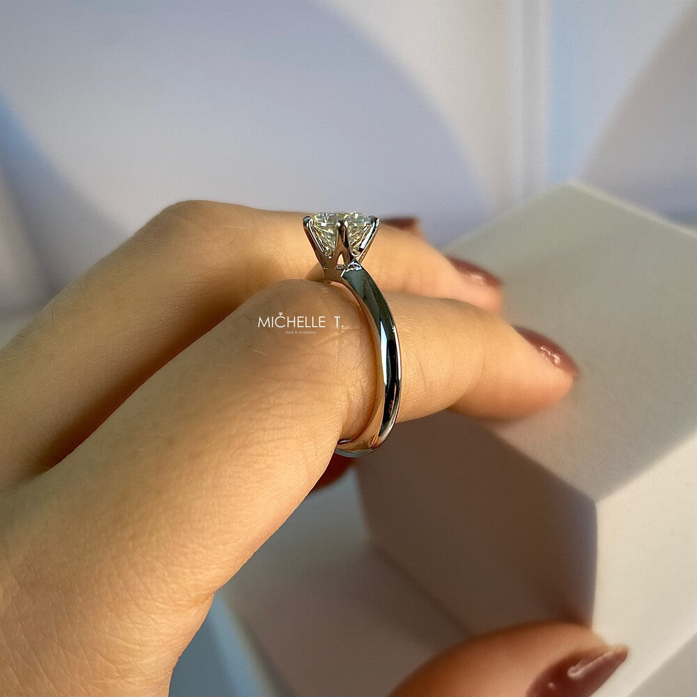 Anel solitário moissanite 1.0ct prata 925 (6.5mm) - foto 3