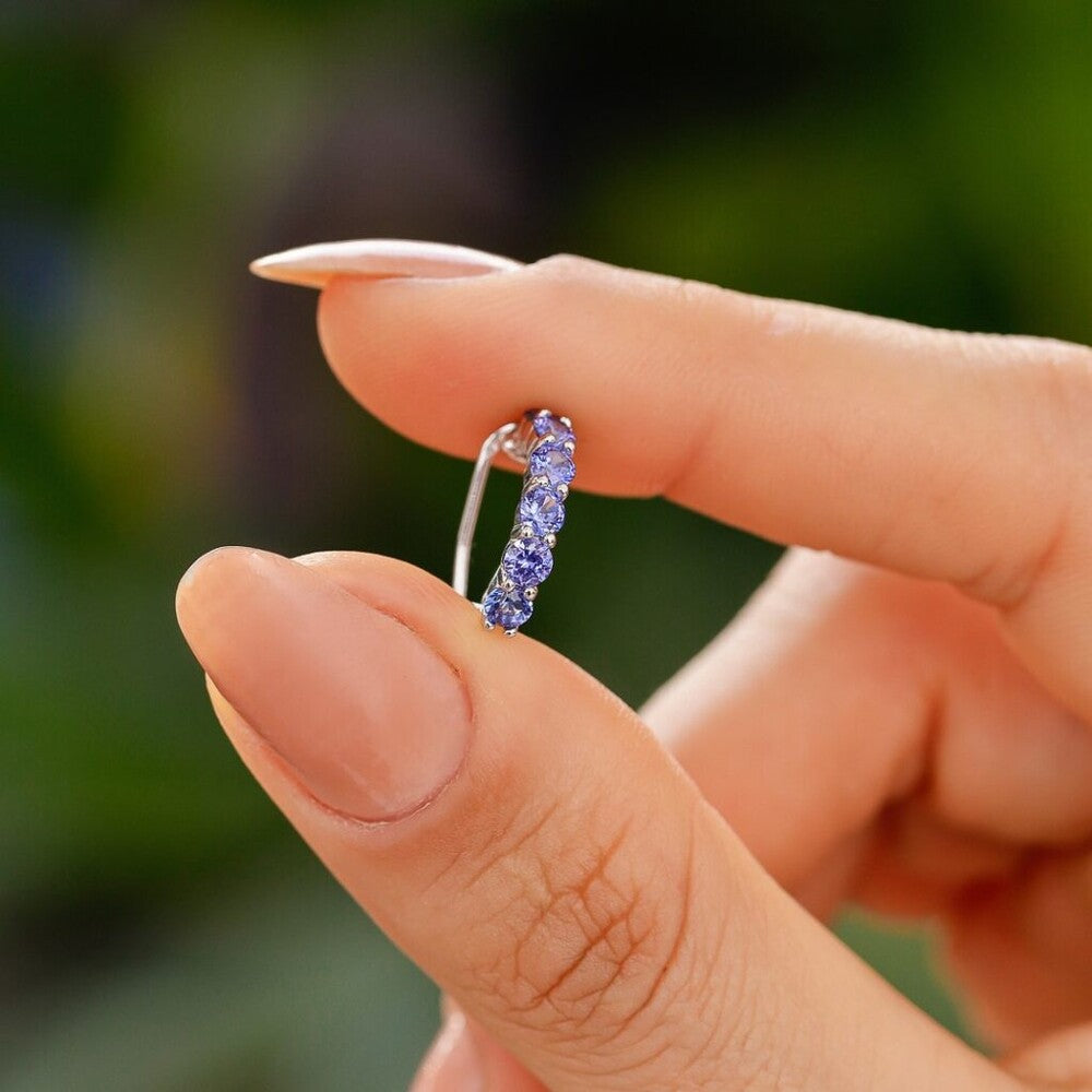 Piercing fake Maya zircônias tanzanita prata 925 - foto 3