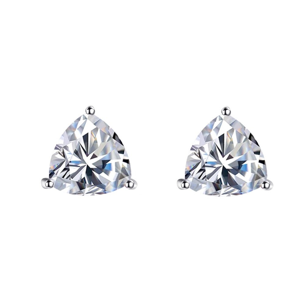 Brinco trillion zircônia branca prata 925 (8mm)