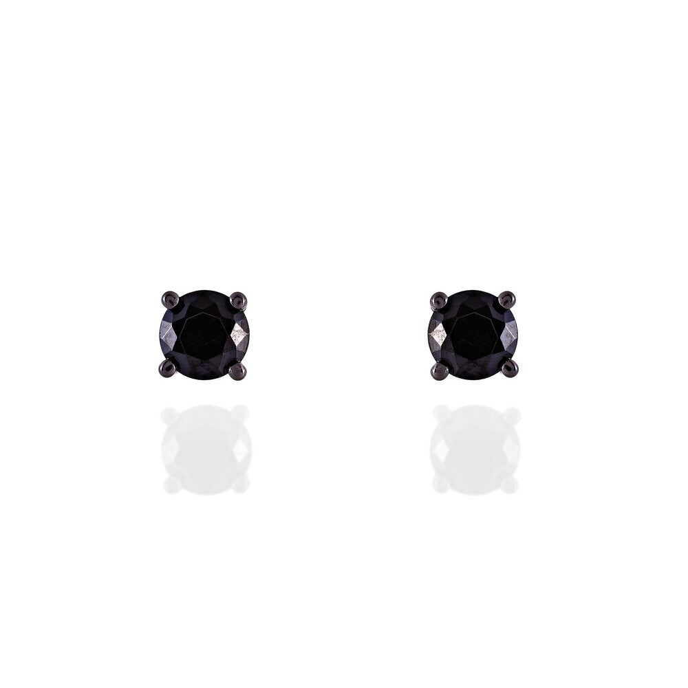 Brinco redondo zircônia negra prata 925 (4mm)