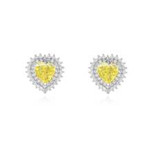 Brinco Sally coração zircônias fancy yellow prata 925