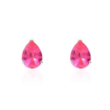 Brinco Luma gota zircônia turmalina pink prata 925