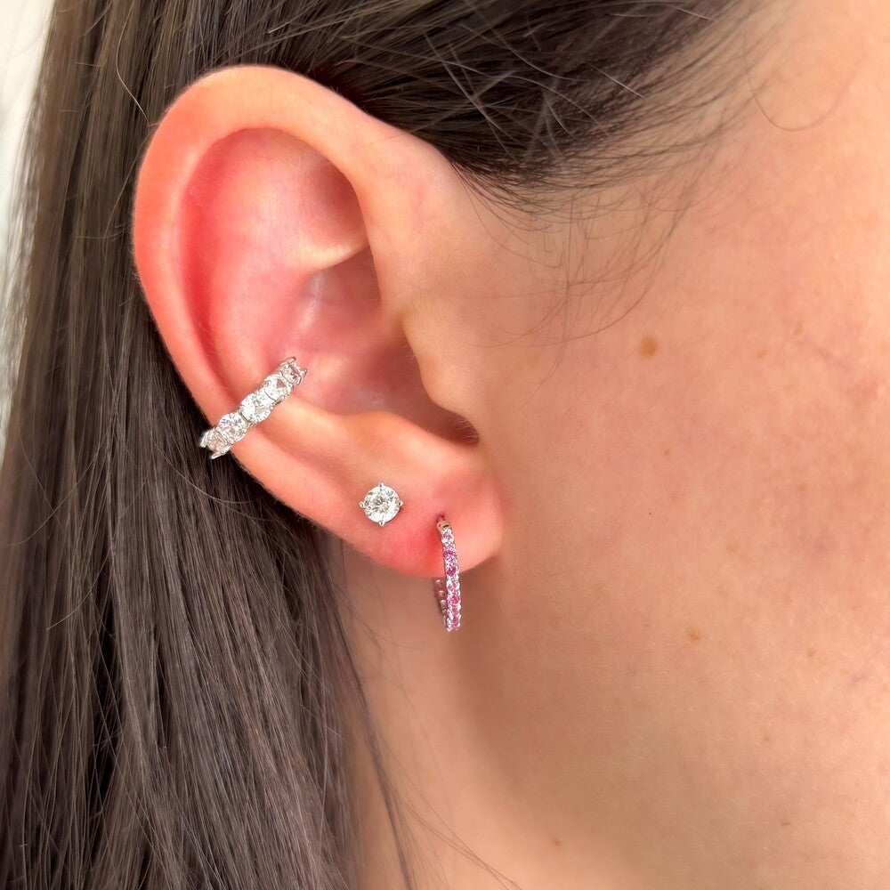 Brinco argola Zuri zircônia turmalina pink prata 925 - foto 2