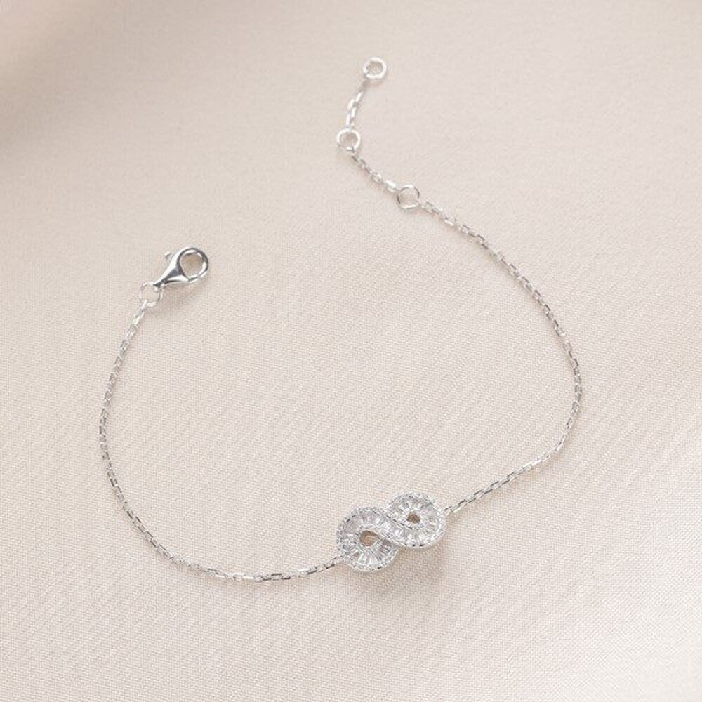 Pulseira infinity cravejada prata 925 - foto 3