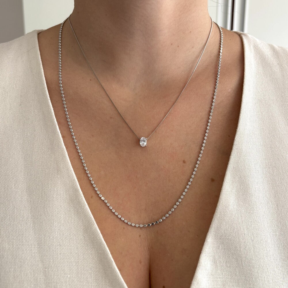 Colar Margot oval zircônia branca prata 925